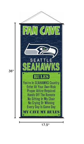 WinCraft Seattle Seahawks Man Cave Fan Banner Wall Door Scroll - Sports Collectibles, Sports Memorabilia, Sports Fan Shop, Sports Gifts