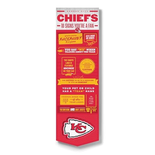 YouTheFan Officially-licensed NFL Kansas City Chiefs 6x19 Top 10 Signs Banner - humorous descriptions - fun sports fan phrases, original design, indoor team wall decor fan gift - Sports Collectibles, Sports Memorabilia, Sports Fan Shop, Sports Gifts