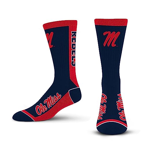 For Bare Feet NCAA MISSISSIPPI REBELS MVP Crew Sock Team Color Large - Sports Gifts, Sports Memorabilia, Sports Collectibles, Fan Shop