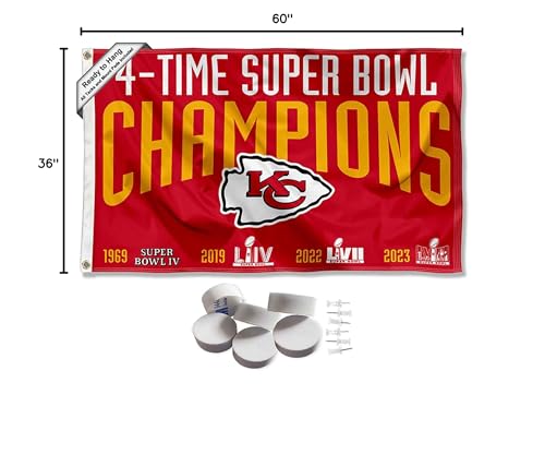 Kansas City Chiefs 4 Time Super Bowl Champions Banner and Tapestry Wall Tack Pads - Sports Collectibles, Sports Memorabilia, Sports Fan Shop, Sports Gifts