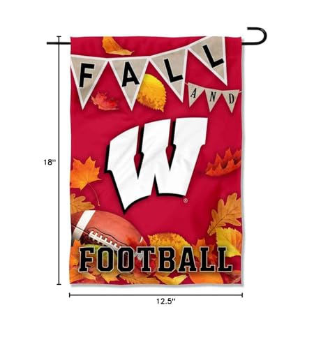 College Flags & Banners Co. Wisconsin Badgers Fall Leaves Football Season Garden Yard Flag - Sports Collectibles, Sports Memorabilia, Sports Fan Shop, Sports Gifts