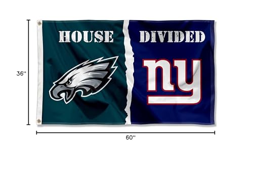 WinCraft Eagles and Giants House Divided Flag Rivalry Banner - Sports Collectibles, Sports Memorabilia, Sports Fan Shop, Sports Gifts