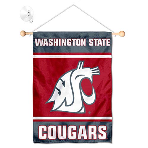 College Flags & Banners Co. Washington State Cougars Window Wall Banner Hanging Flag with Suction Cup - Sports Collectibles, Sports Memorabilia, Sports Fan Shop, Sports Gifts