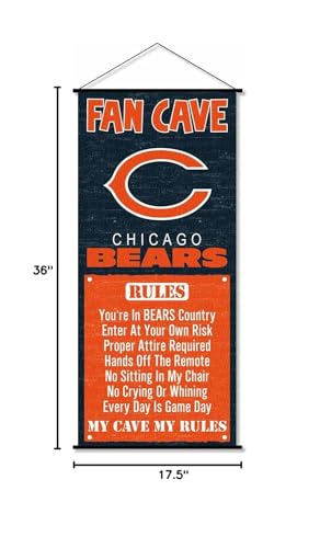 WinCraft Chicago Bears Man Cave Fan Banner Wall Door Scroll - Sports Collectibles, Sports Memorabilia, Sports Fan Shop, Sports Gifts