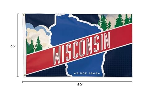 Wisconsin Since 1848 Flag for Flag Pole - Sports Collectibles, Sports Memorabilia, Sports Fan Shop, Sports Gifts