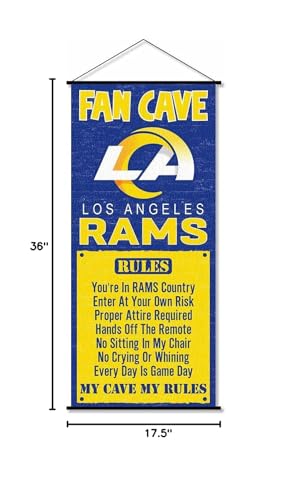 WinCraft Los Angeles Rams Man Cave Fan Banner Wall Door Scroll - Sports Collectibles, Sports Memorabilia, Sports Fan Shop, Sports Gifts
