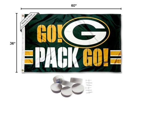 Green Bay Packers Go Pack Go Banner and Tapestry Wall Tack Pads - Sports Collectibles, Sports Memorabilia, Sports Fan Shop, Sports Gifts