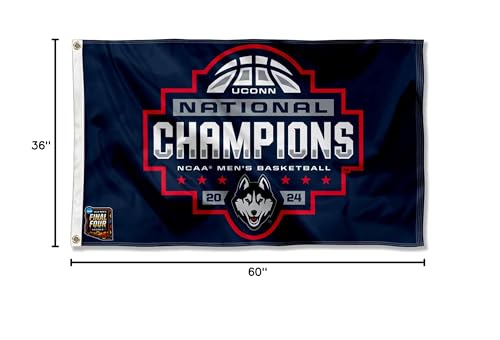 WinCraft Connecticut Huskies Basketball National Champions 2024 Flag 3x5 Banner - Sports Collectibles, Sports Memorabilia, Sports Fan Shop, Sports Gifts