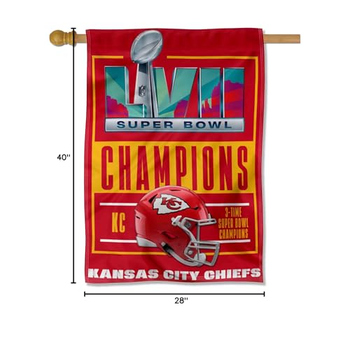 WinCraft Kansas City Chiefs Super Bowl LVII 2022 2023 Champions House Banner Flag - Sports Collectibles, Sports Memorabilia, Sports Fan Shop, Sports Gifts