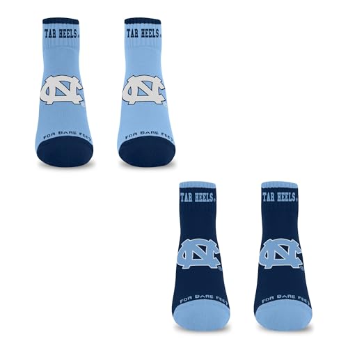 For Bare Feet NCAA NORTH CAROLINA TARHEELS Front and Center 2 Pack Team Colors Large - Sports Gifts, Sports Memorabilia, Sports Collectibles, Fan Shop
