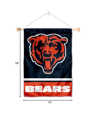 Chicago Bears Bear Head Banner Window Wall Hanging Flag with Suction Cup - Sports Collectibles, Sports Memorabilia, Sports Fan Shop, Sports Gifts
