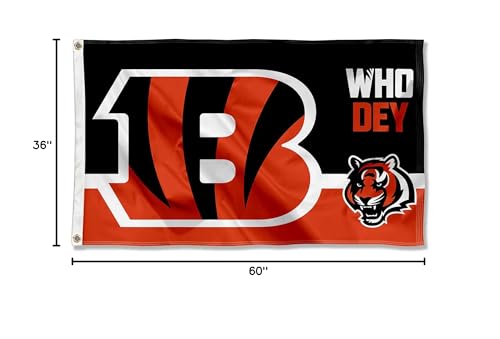 Cincinnati Bengals Who Dey Flag Outdoor Indoor 3x5 Foot Banner - Sports Collectibles, Sports Memorabilia, Sports Fan Shop, Sports Gifts