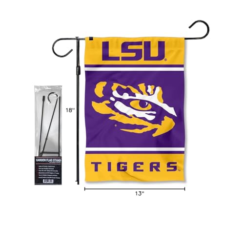 Louisiana State LSU Tigers Garden Banner Flag with Flag Pole Stand Set - Sports Collectibles, Sports Memorabilia, Sports Fan Shop, Sports Gifts