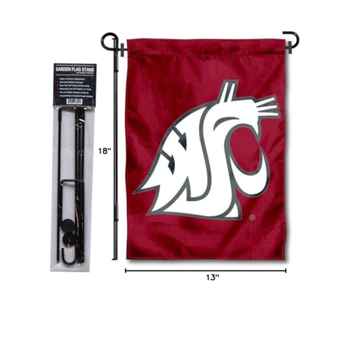 College Flags & Banners Co. Washington State Cougars Garden Flag and Flag Stand Pole Holder Set - Sports Collectibles, Sports Memorabilia, Sports Fan Shop, Sports Gifts