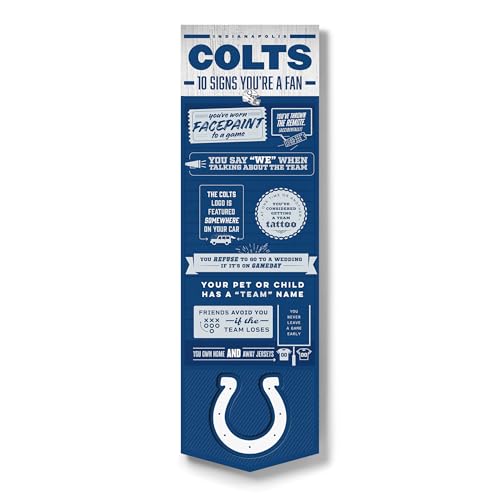 YouTheFan Officially-licensed NFL Indianapolis Colts 6x19 Top 10 Signs Banner - humorous descriptions - fun sports fan phrases, original design, indoor team wall decor fan gift - Sports Collectibles, Sports Memorabilia, Sports Fan Shop, Sports Gifts