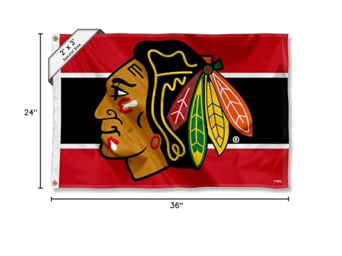 WinCraft Chicago Blackhawks Small 2x3 Foot Banner Flag - Sports Collectibles, Sports Memorabilia, Sports Fan Shop, Sports Gifts