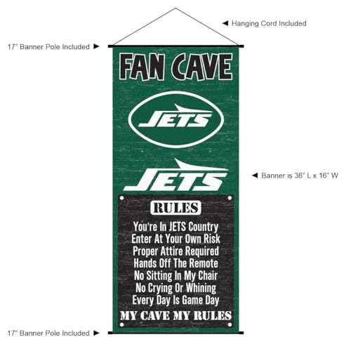 WinCraft New York Jets Man Cave Fan Banner Wall Door Scroll - Sports Collectibles, Sports Memorabilia, Sports Fan Shop, Sports Gifts