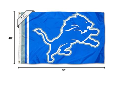 WinCraft Detroit Lions 4x6 Foot Large Outdoor Pole Flag - Sports Collectibles, Sports Memorabilia, Sports Fan Shop, Sports Gifts