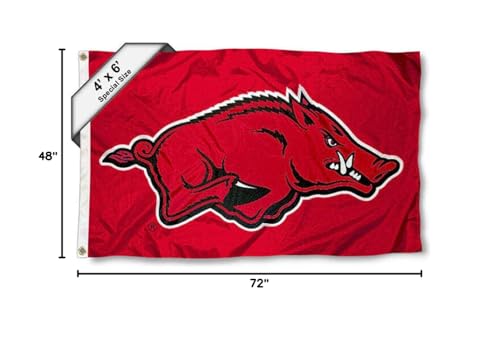 College Flags & Banners Co. Arkansas Razorbacks 4 ft x 6 ft Flag - Sports Collectibles, Sports Memorabilia, Sports Fan Shop, Sports Gifts