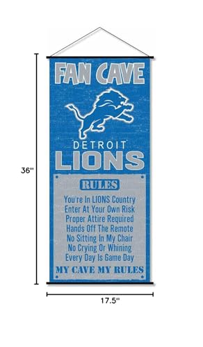 WinCraft Detroit Lions Man Cave Fan Banner Wall Door Scroll - Sports Collectibles, Sports Memorabilia, Sports Fan Shop, Sports Gifts