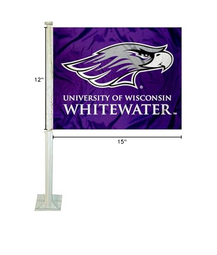 College Flags & Banners Co. Wisconsin Whitewater Warhawks Car Flag - Sports Collectibles, Sports Memorabilia, Sports Fan Shop, Sports Gifts