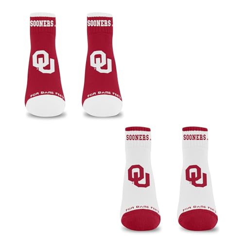 For Bare Feet NCAA OKLAHOMA SOONERS Front and Center 2 Pack Team Colors Large - Sports Gifts, Sports Memorabilia, Sports Collectibles, Fan Shop