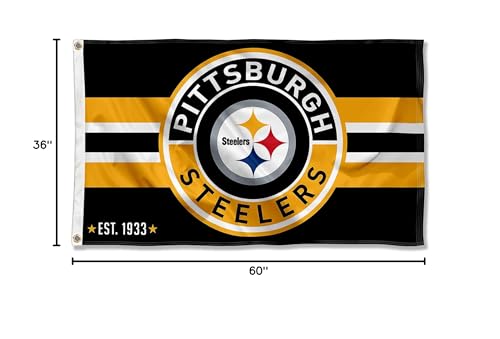 WinCraft Pittsburgh Steelers Patch Button Circle Logo Flag Large 3x5 Banner - Sports Collectibles, Sports Memorabilia, Sports Fan Shop, Sports Gifts