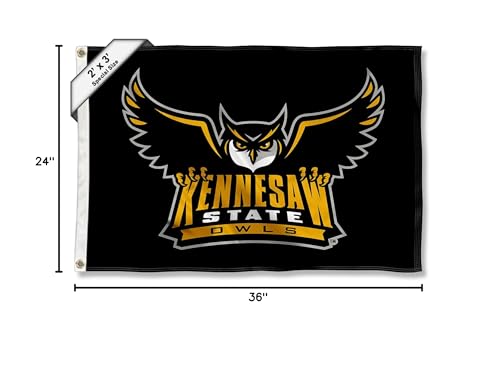 College Flags & Banners Co. Kennesaw State Owls Small 2x3 Foot Flag - Sports Collectibles, Sports Memorabilia, Sports Fan Shop, Sports Gifts
