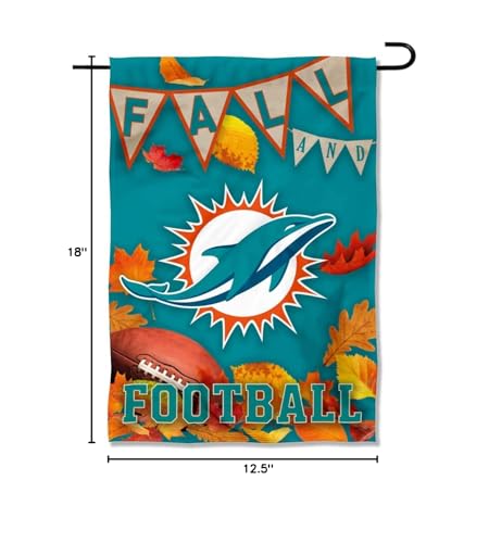 WinCraft Miami Dolphins Fall Leaves Decorative Football Garden Flag Double Sided Banner - Sports Collectibles, Sports Memorabilia, Sports Fan Shop, Sports Gifts