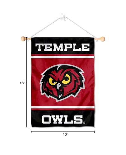 College Flags & Banners Co. Temple Owls Window Wall Banner Hanging Flag with Suction Cup - Sports Collectibles, Sports Memorabilia, Sports Fan Shop, Sports Gifts