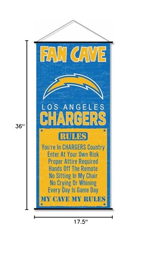 WinCraft Los Angeles Chargers Man Cave Fan Banner Wall Door Scroll - Sports Collectibles, Sports Memorabilia, Sports Fan Shop, Sports Gifts