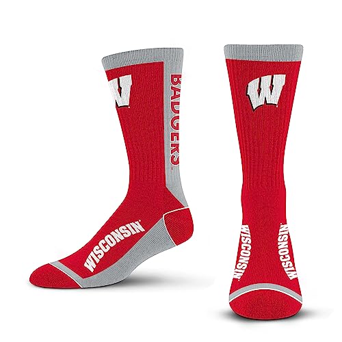 For Bare Feet NCAA WISCONSIN BADGERS MVP Crew Sock Team Color Large - Sports Gifts, Sports Memorabilia, Sports Collectibles, Fan Shop