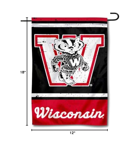 WinCraft UW Badgers Throwback Vintage Retro Garden Flag - Sports Collectibles, Sports Memorabilia, Sports Fan Shop, Sports Gifts