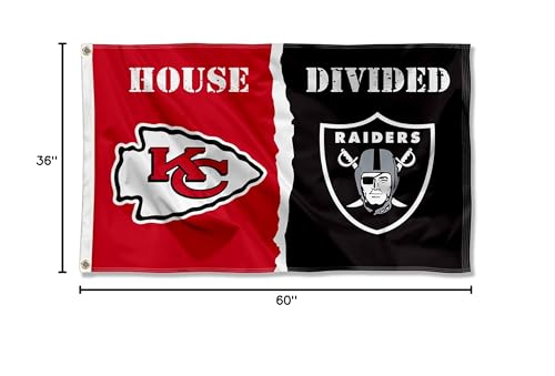 WinCraft Chiefs and Raiders House Divided Flag Rivalry Banner - Sports Collectibles, Sports Memorabilia, Sports Fan Shop, Sports Gifts