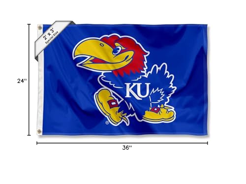 College Flags & Banners Co. Kansas KU Jayhawks Small 2x3 Foot Flag - Sports Collectibles, Sports Memorabilia, Sports Fan Shop, Sports Gifts