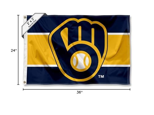 WinCraft Milwaukee Brewers 2x3 Foot Small Flag - Sports Collectibles, Sports Memorabilia, Sports Fan Shop, Sports Gifts