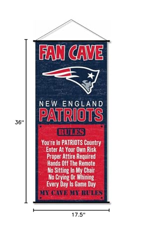 WinCraft New England Patriots Man Cave Fan Banner Wall Door Scroll - Sports Collectibles, Sports Memorabilia, Sports Fan Shop, Sports Gifts