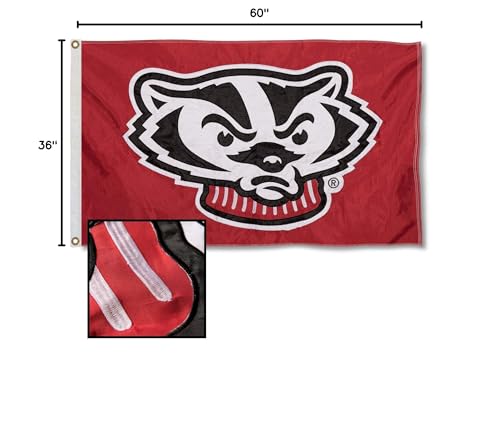 College Flags & Banners Co. UW Badgers Embroidered and Stitched Nylon Flag - Sports Collectibles, Sports Memorabilia, Sports Fan Shop, Sports Gifts