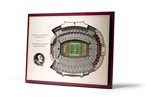 5 Layer Stadium Views 13x17 3D Wood Wall Art -Florida State Seminoles - 757 Sports Collectibles