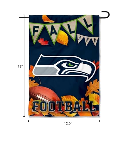 WinCraft Seattle Seahawks Fall Leaves Decorative Football Garden Flag Double Sided Banner - Sports Collectibles, Sports Memorabilia, Sports Fan Shop, Sports Gifts