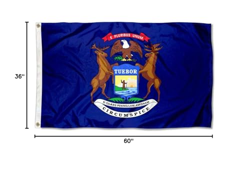 Sports Flags Pennants Company State of Michigan Flag 3x5 Foot Banner - Sports Collectibles, Sports Memorabilia, Sports Fan Shop, Sports Gifts