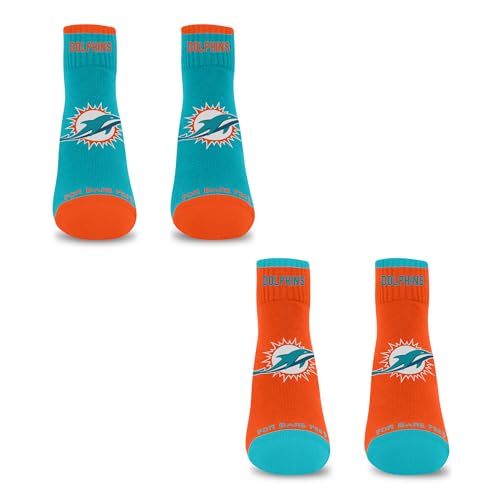 For Bare Feet NFL MIAMI DOLPHINS Front and Center 2 Pack Team Colors Large - Sports Gifts, Sports Memorabilia, Sports Collectibles, Fan Shop