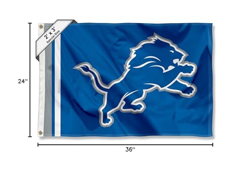 Detroit Lions Wordmark 2x3 Foot Small Flag - Sports Collectibles, Sports Memorabilia, Sports Fan Shop, Sports Gifts