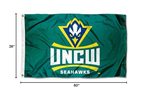 College Flags & Banners Co. UNC Wilmington New Logo 3x5 Flag and USA 3x5 Flag Set - Sports Collectibles, Sports Memorabilia, Sports Fan Shop, Sports Gifts