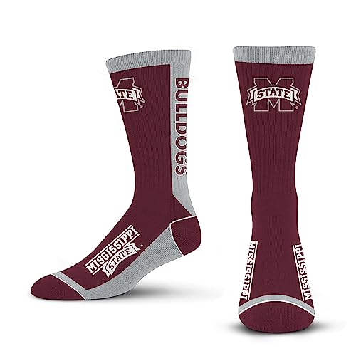 For Bare Feet NCAA MISSISSIPPI STATE BULLDOGS MVP Crew Sock Team Color Large - Sports Gifts, Sports Memorabilia, Sports Collectibles, Fan Shop