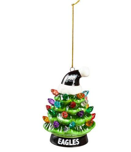 Philadelphia Eagles Light-Up Christmas Tree With Hat Ornament - 757 Sports Collectibles