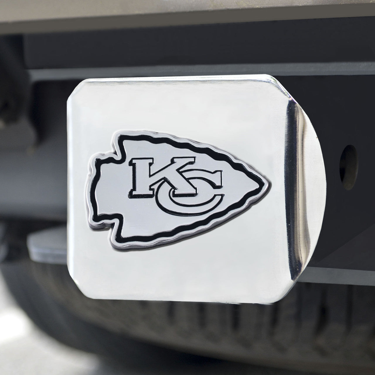 Kansas City Chiefs Hitch Cover Chrome Emblem on Chrome - Special Order - Sports Collectibles, Sports Memorabilia, Sports Fan Shop, Sports Gifts