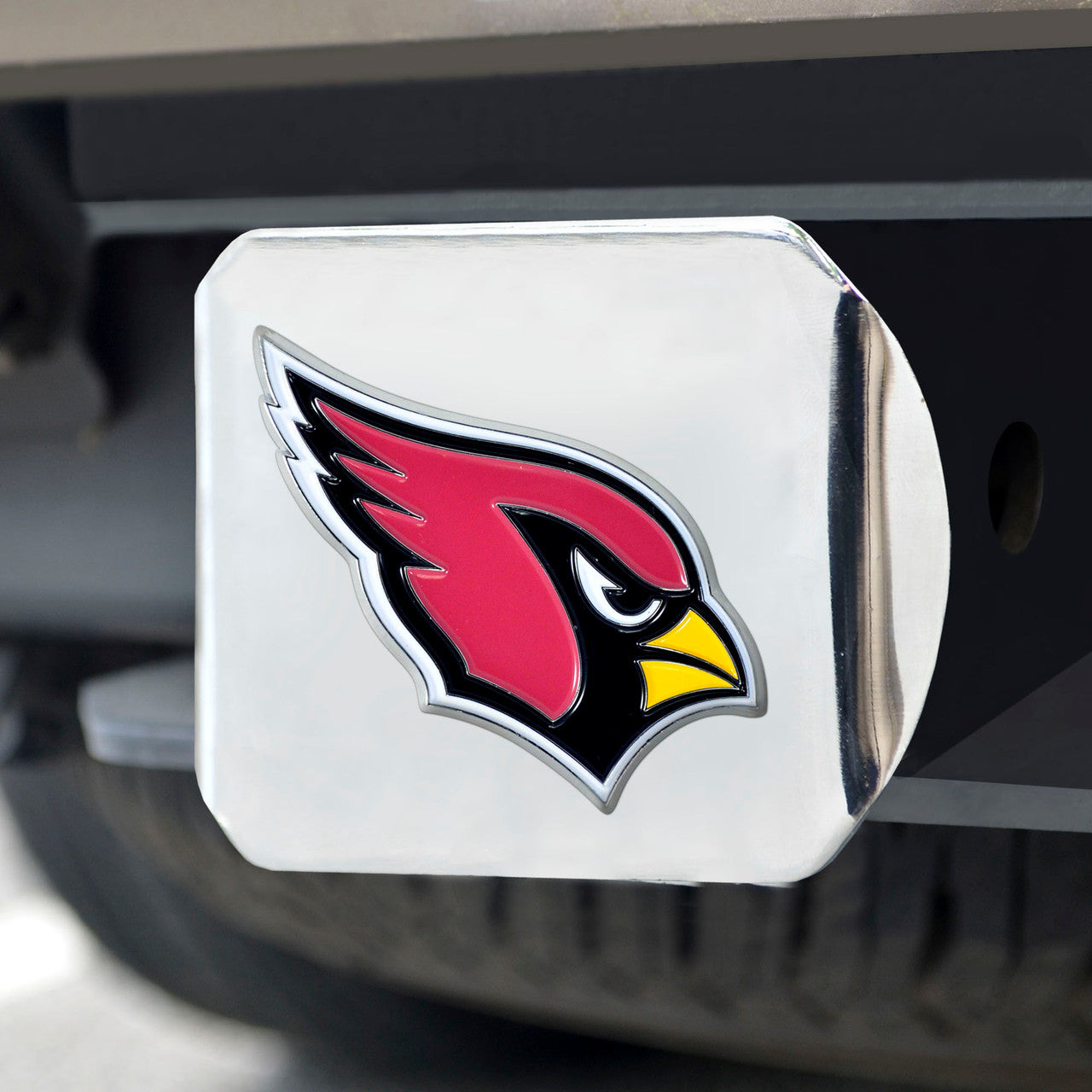 Arizona Cardinals Hitch Cover Color Emblem on Chrome - Sports Collectibles, Sports Memorabilia, Sports Fan Shop, Sports Gifts