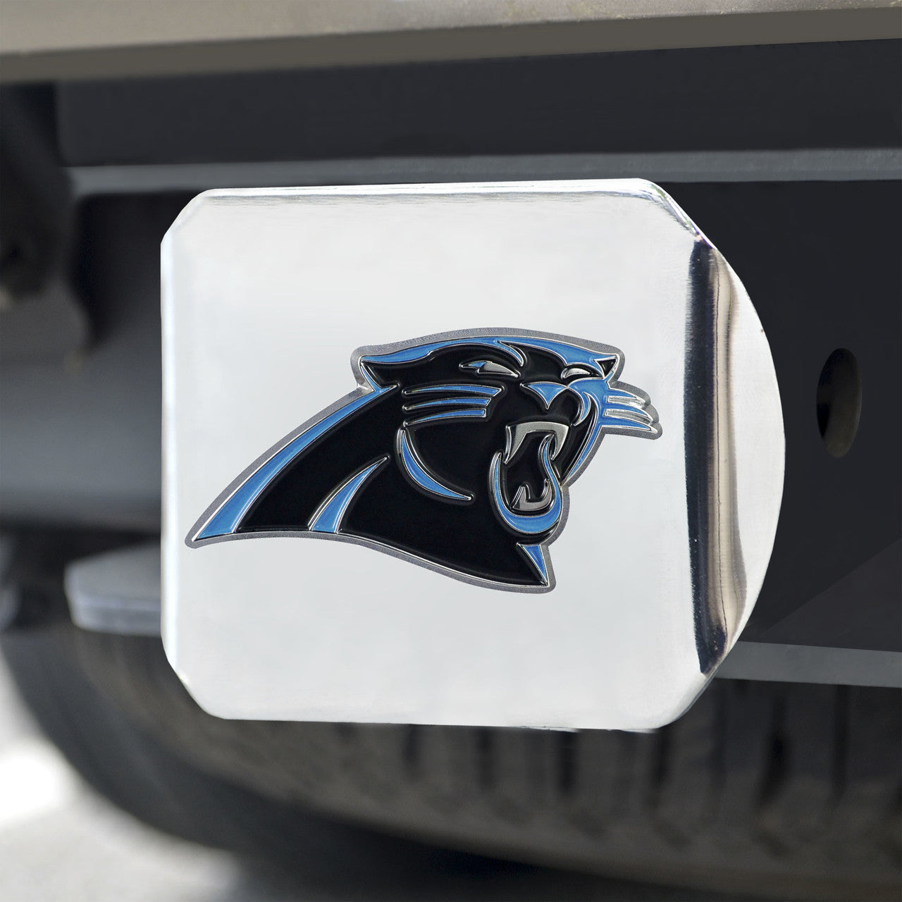 Carolina Panthers Hitch Cover Color Emblem on Chrome - Sports Collectibles, Sports Memorabilia, Sports Fan Shop, Sports Gifts