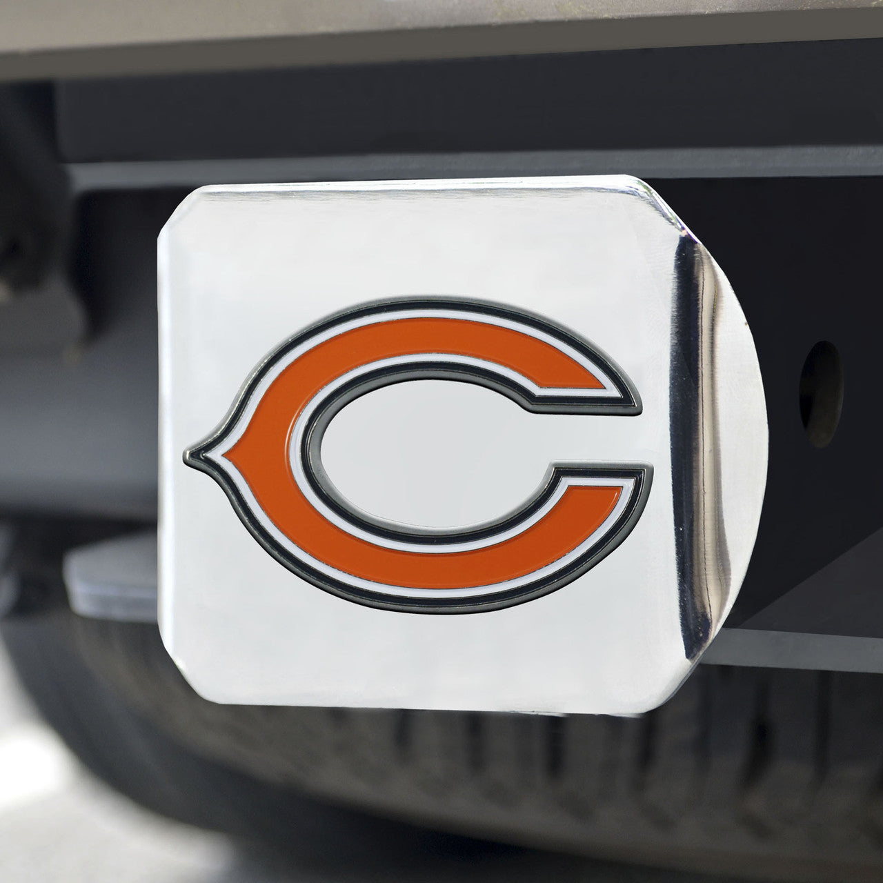 Chicago Bears Hitch Cover Color Emblem on Chrome - Sports Collectibles, Sports Memorabilia, Sports Fan Shop, Sports Gifts